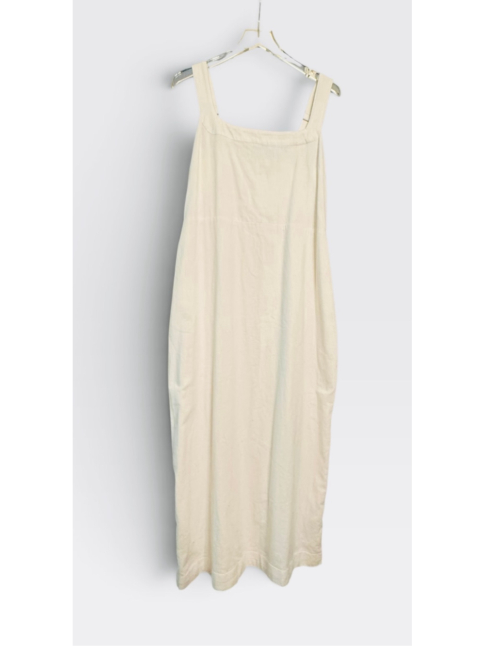 Abercrombie & Fitch Linen Blend Square Neck Maxi Dress Cream NWT Size L - Picture 2 of 15